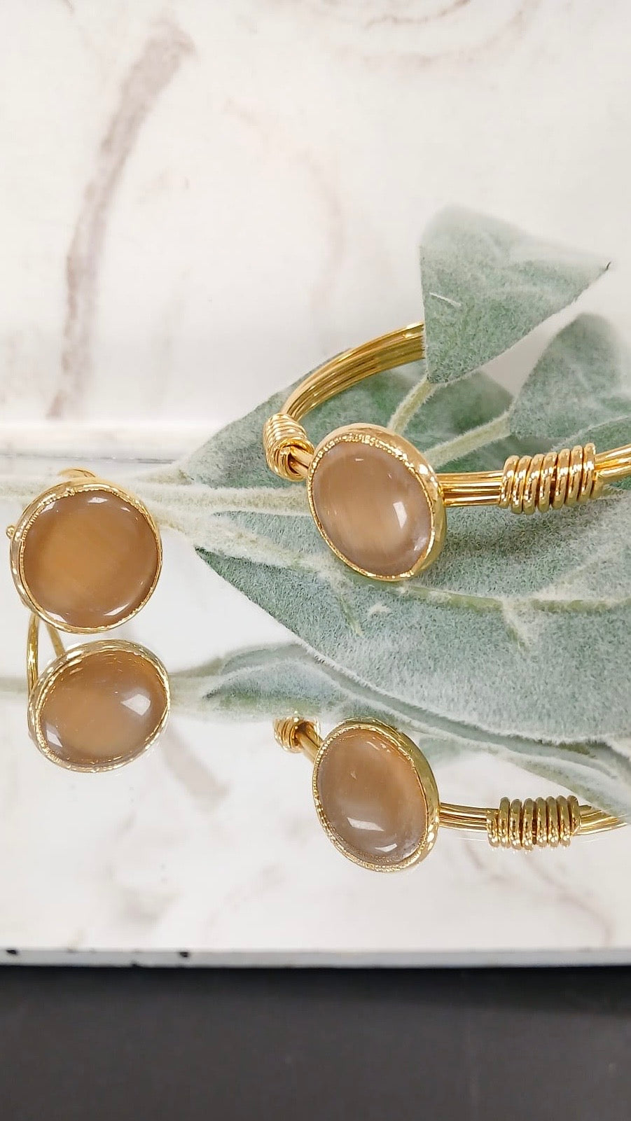 Dark Cream Cat Eye 2pcs set