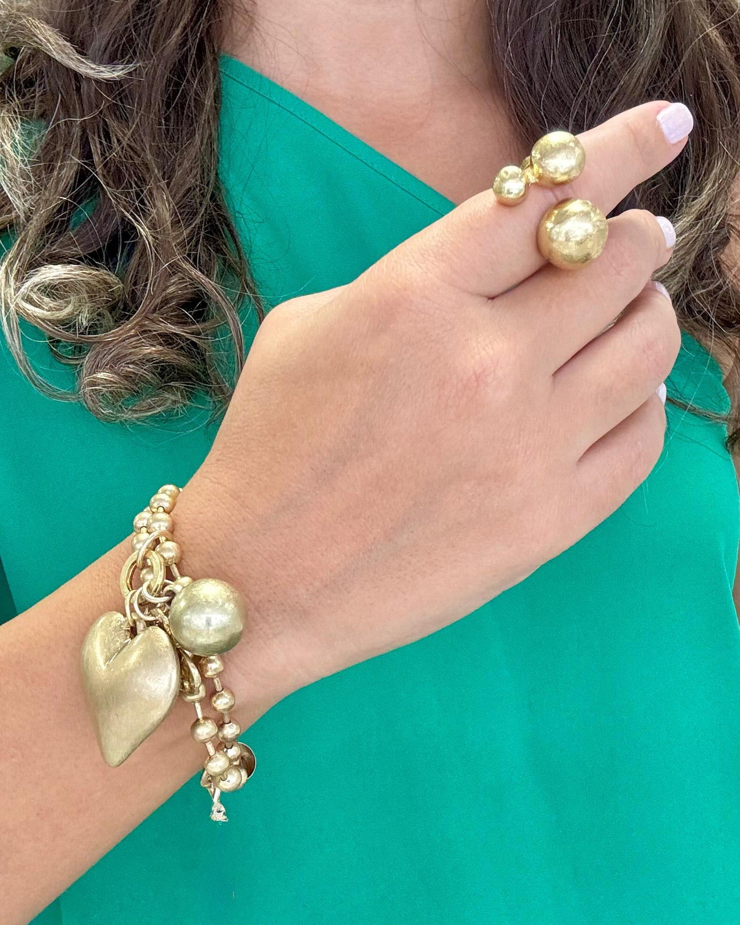 Snowball Bracelet With Hearts Gold