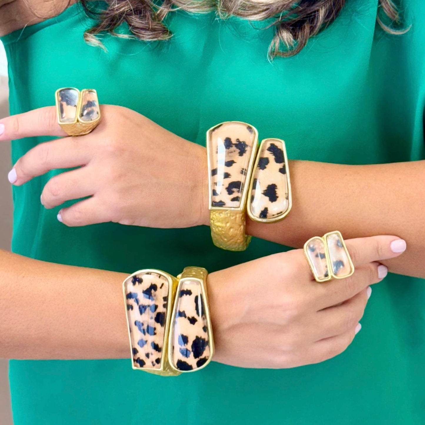 Set Aminal Print Bracelet and Ring