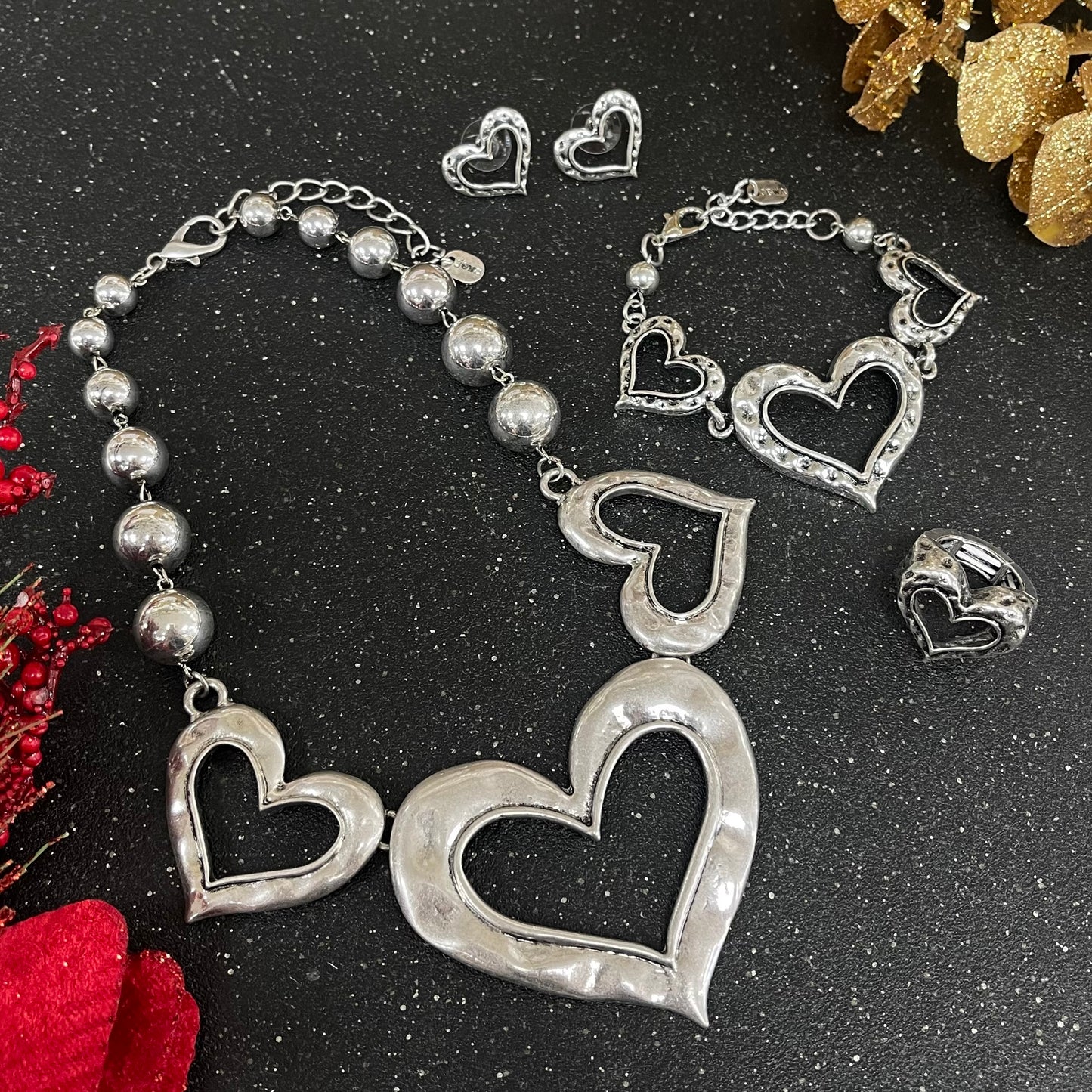 Three Hearts Silver Bracelet