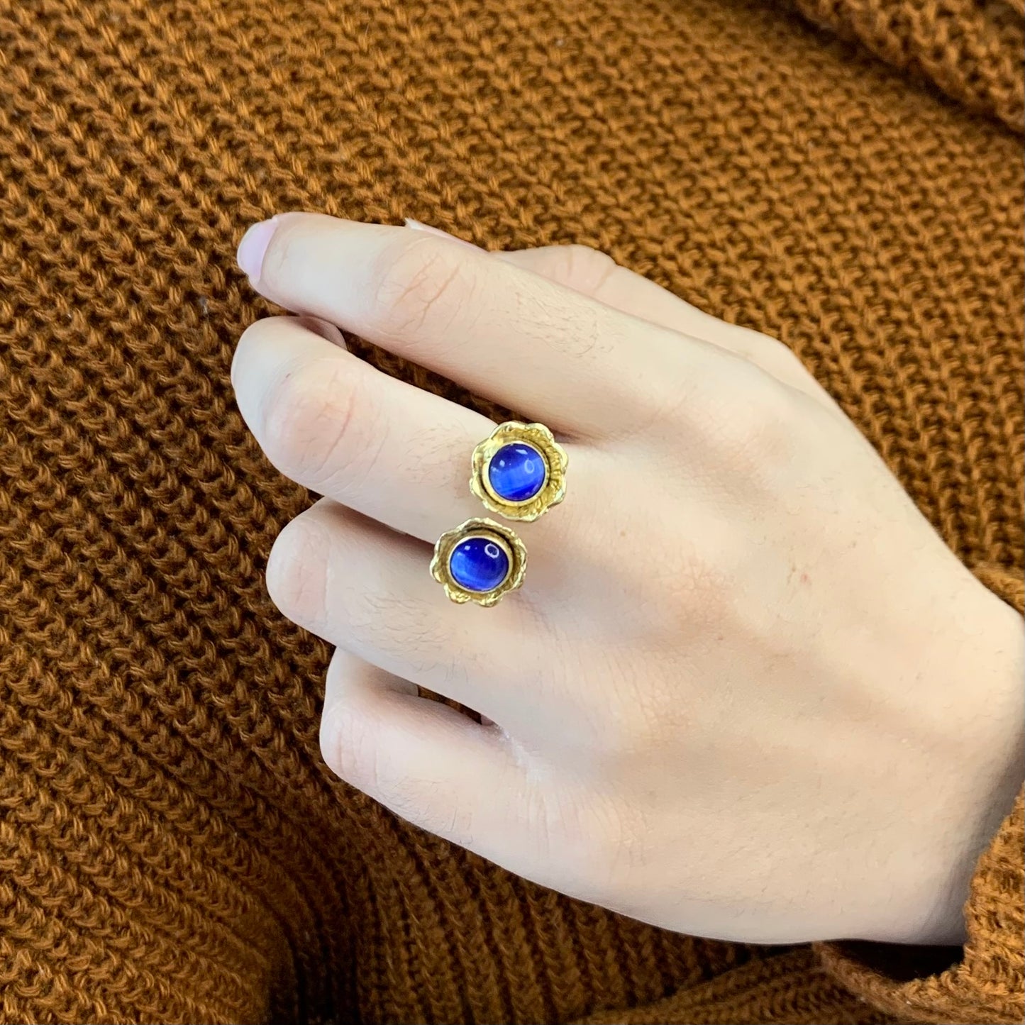 Flower Dark Blue Ring