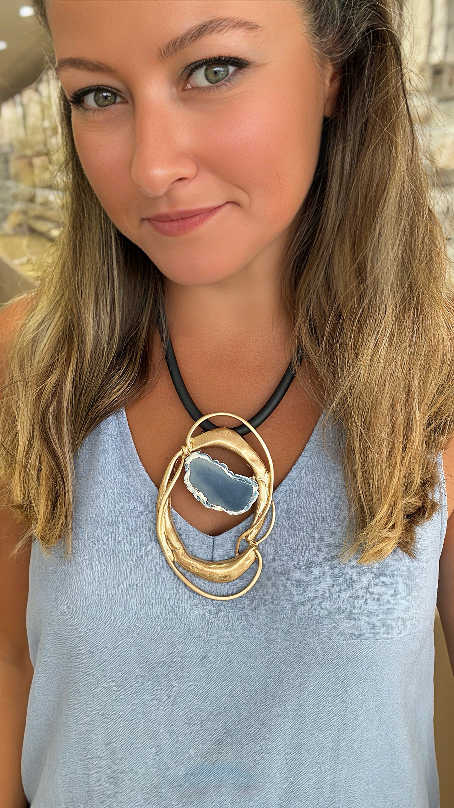 Blue Agate Gold necklace