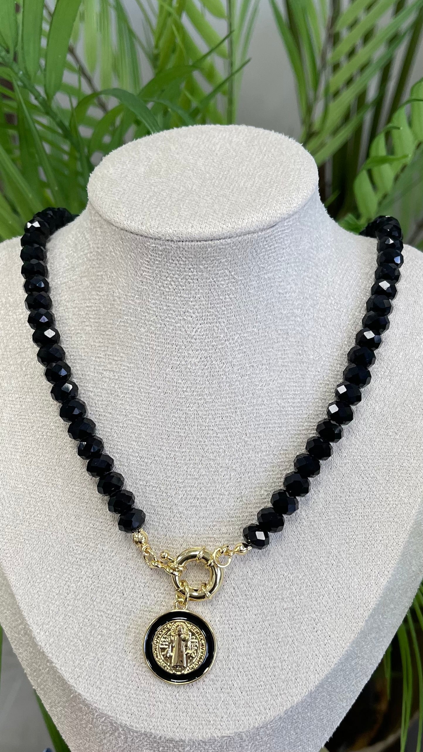 Black Chain With Religious Pendant