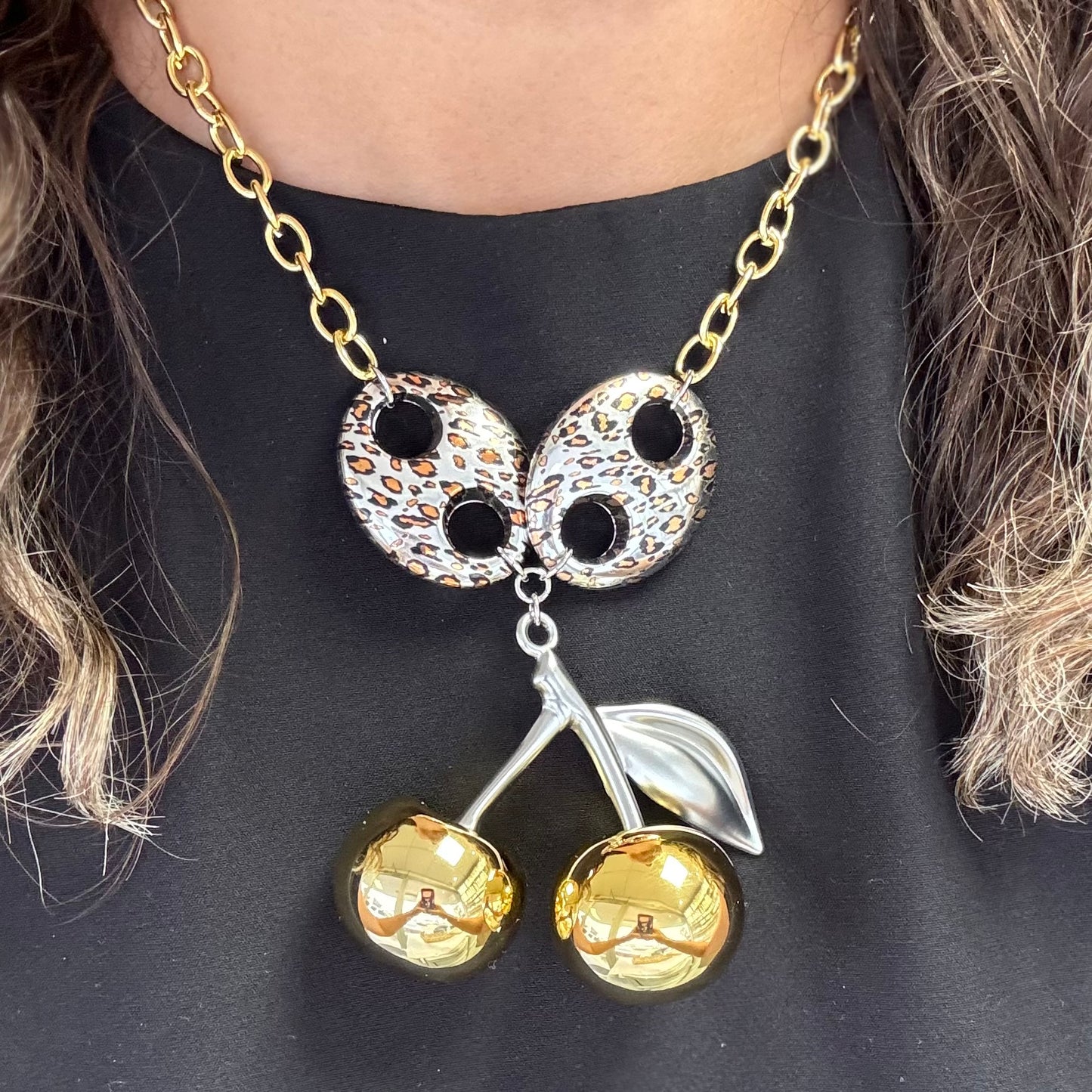 Gold Cherry With Bean Beads