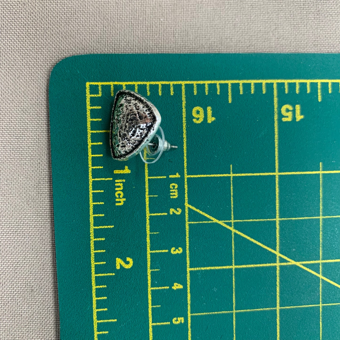 Hammered Rec Silver Earring