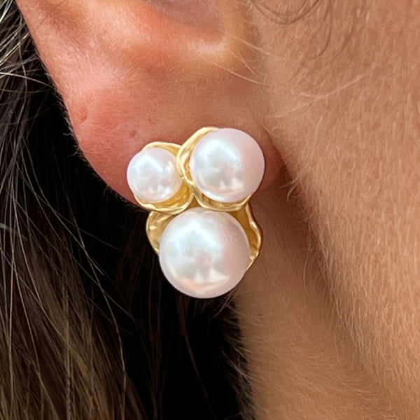 Midi Pearl Gold Earrings
