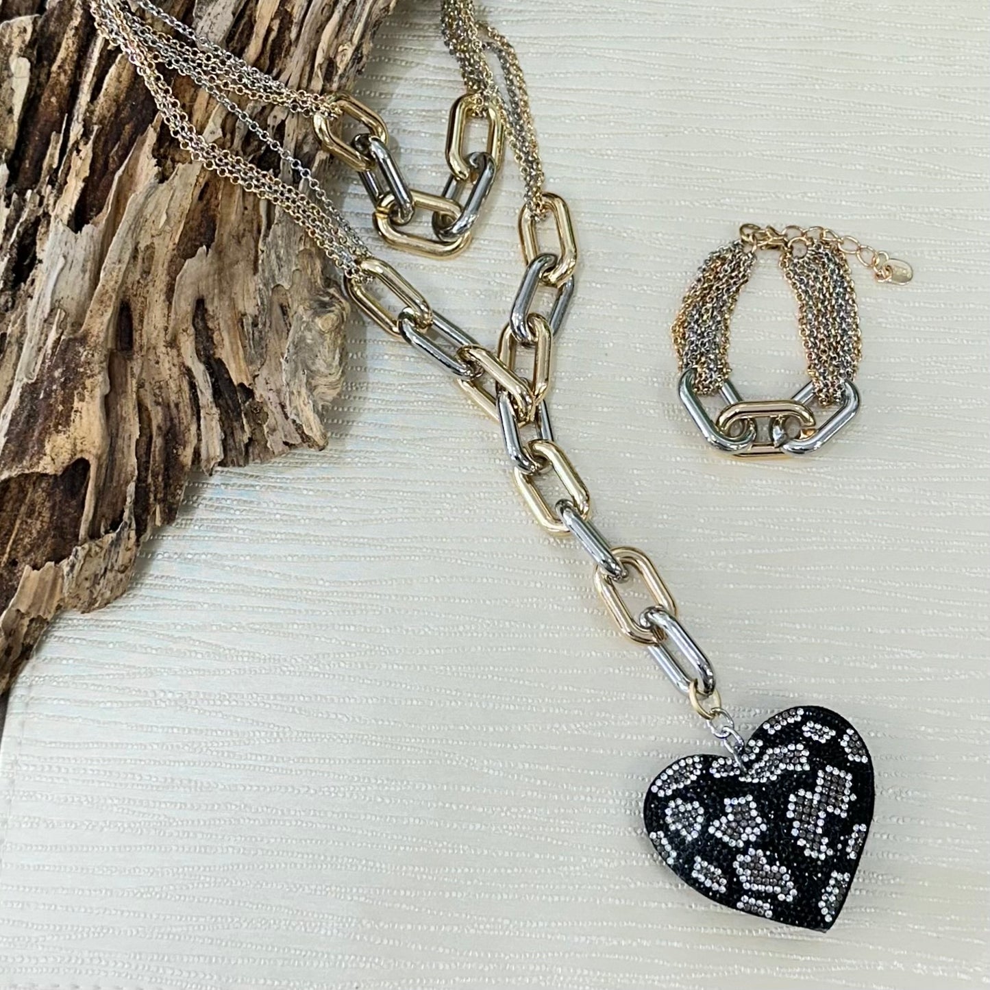 Two Tone With Black Heart 2pcs Set