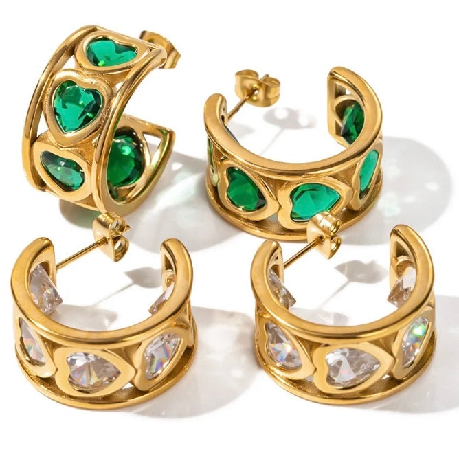 Heart Green Quartz Earring