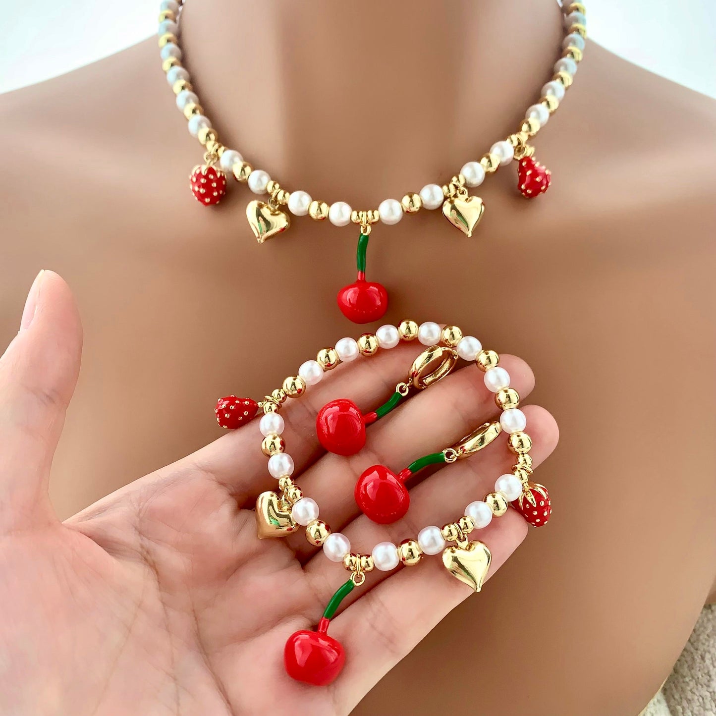 Cherry With Mix Charms Bracelet