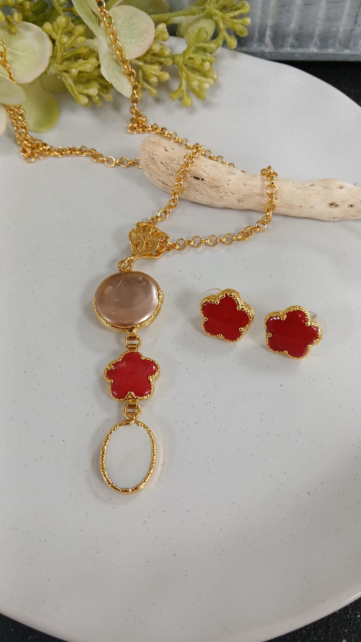Rose Pearl Red Clover Set