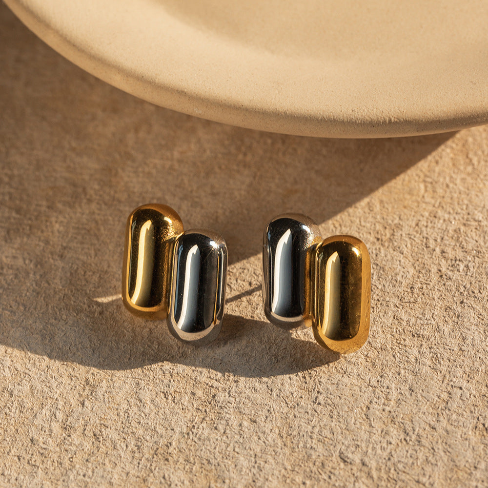 Barrel Two Tone Earrings