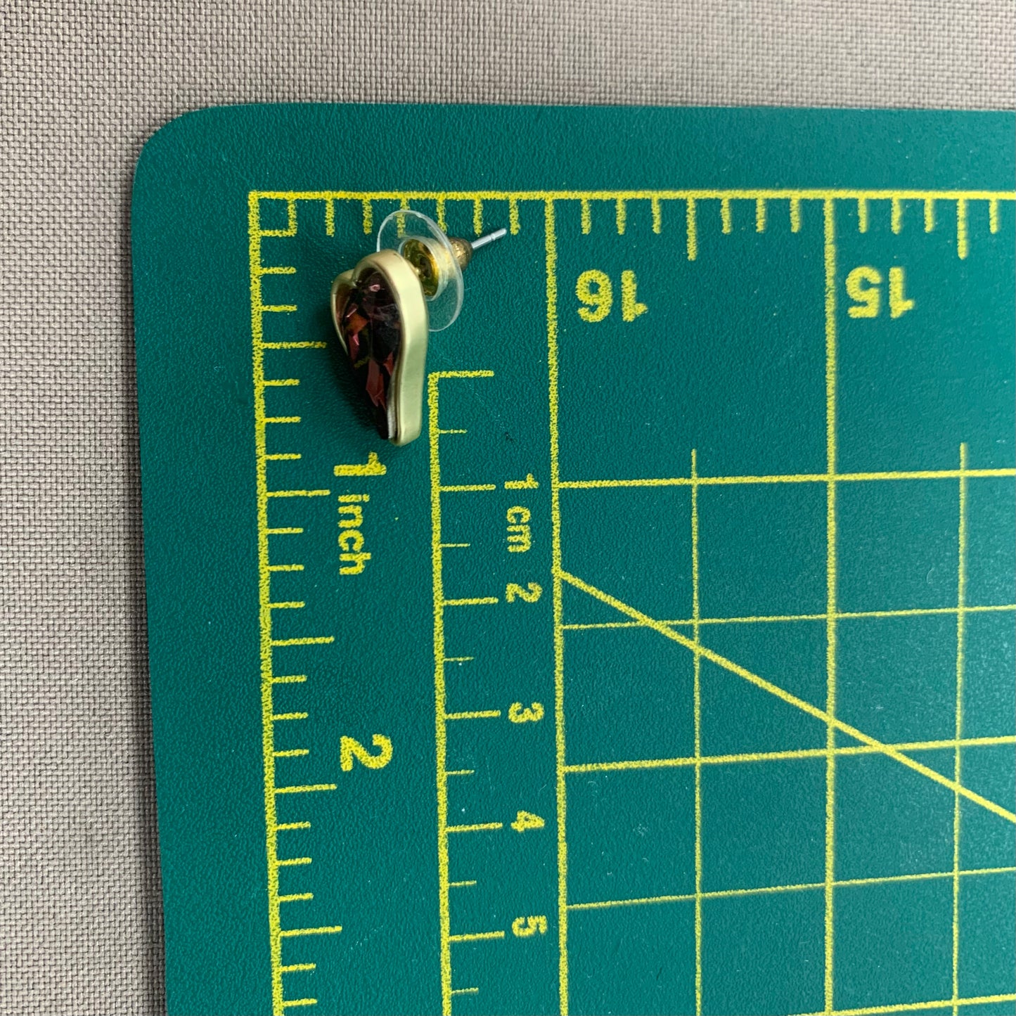 Gold Heart Earring With Purple Stone