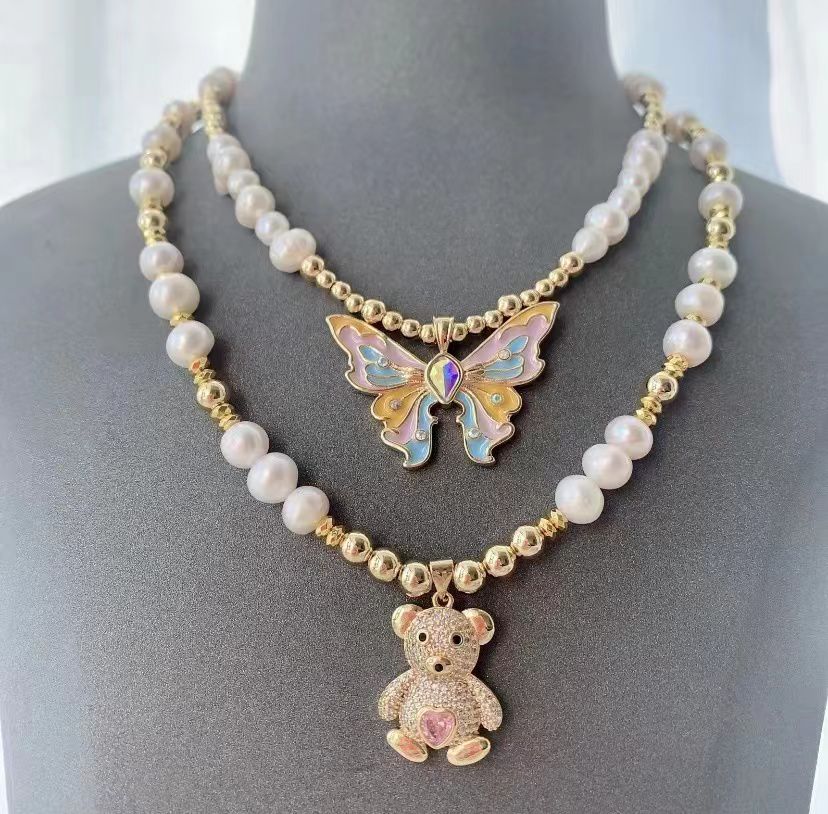 Colorful Butterfly Gold Necklace