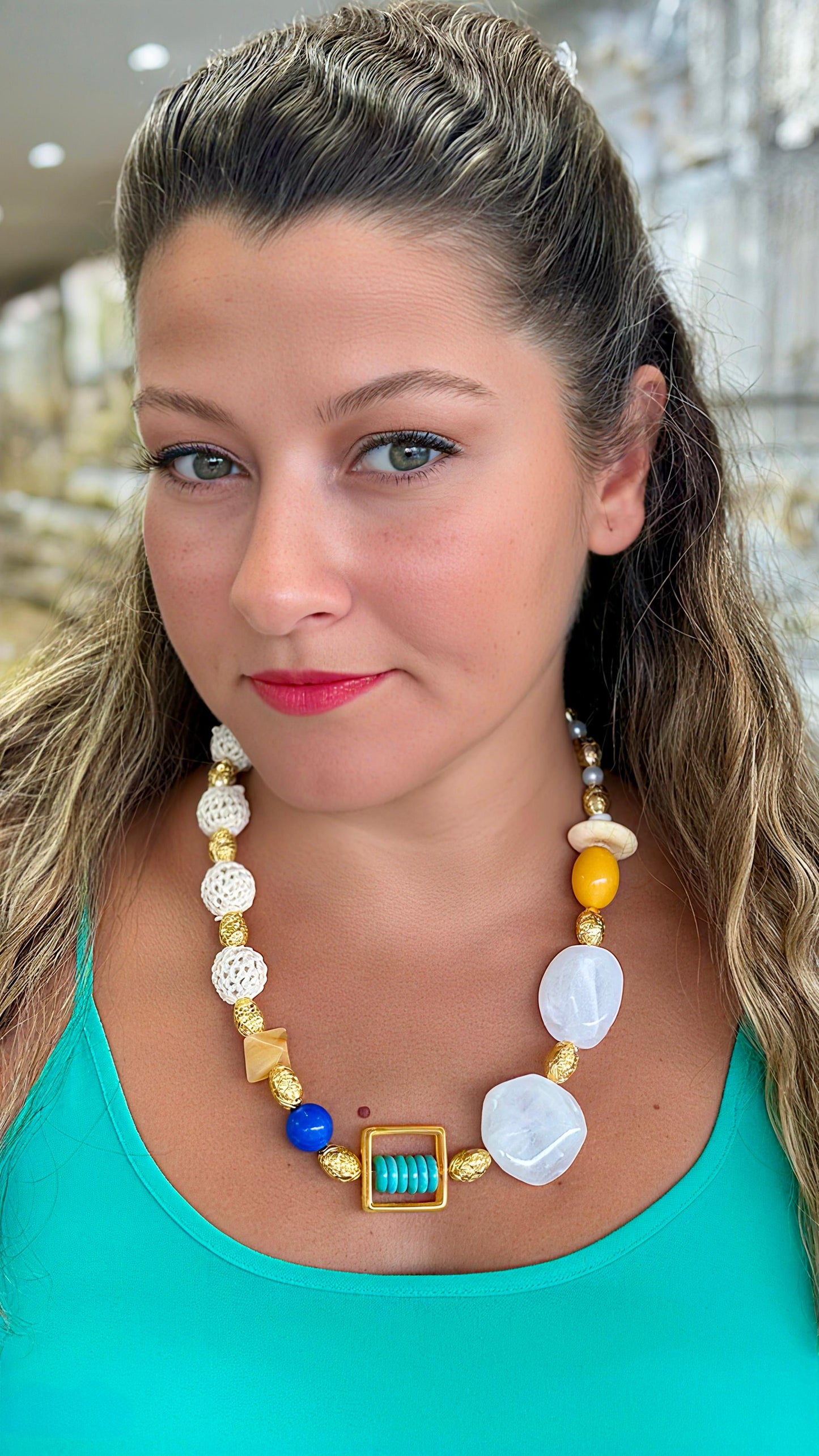 Shapes Yellow and Blue Necklace