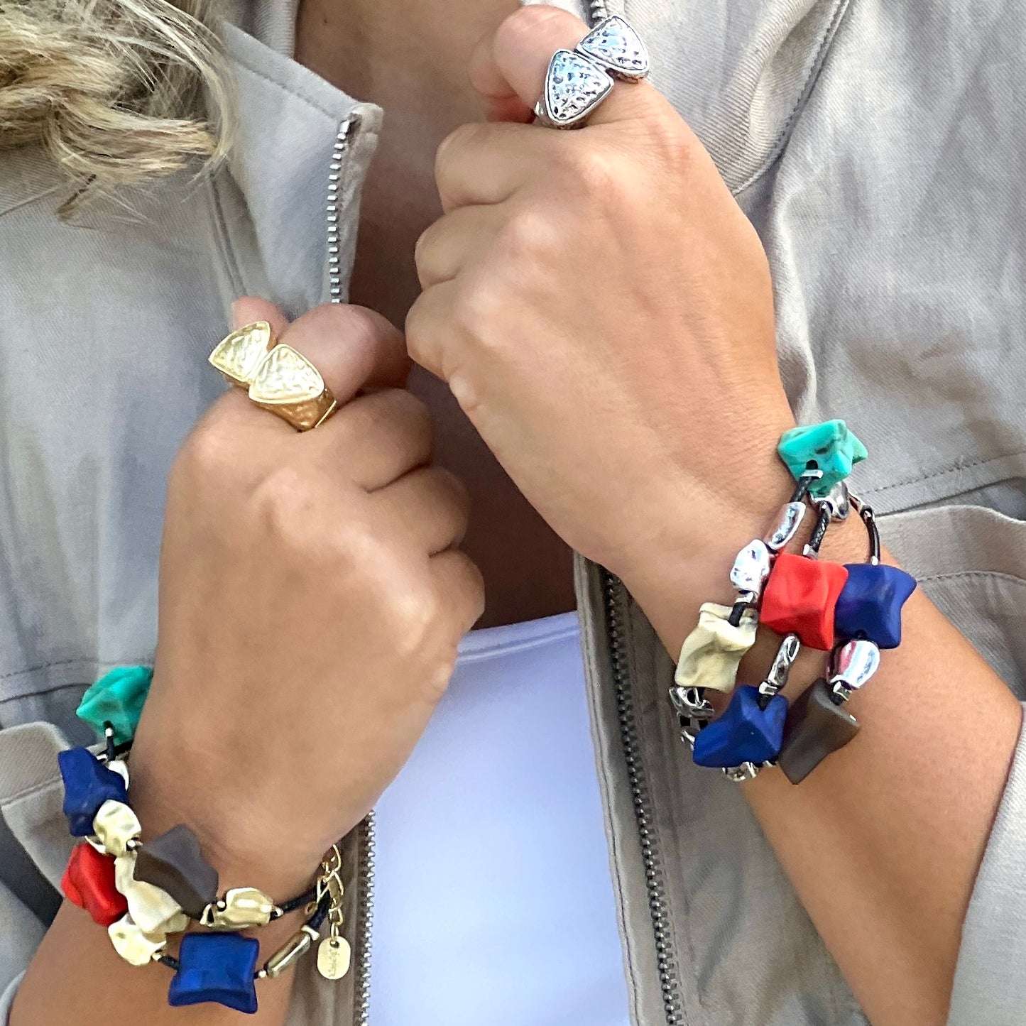 Hammered Rec Silver Ring