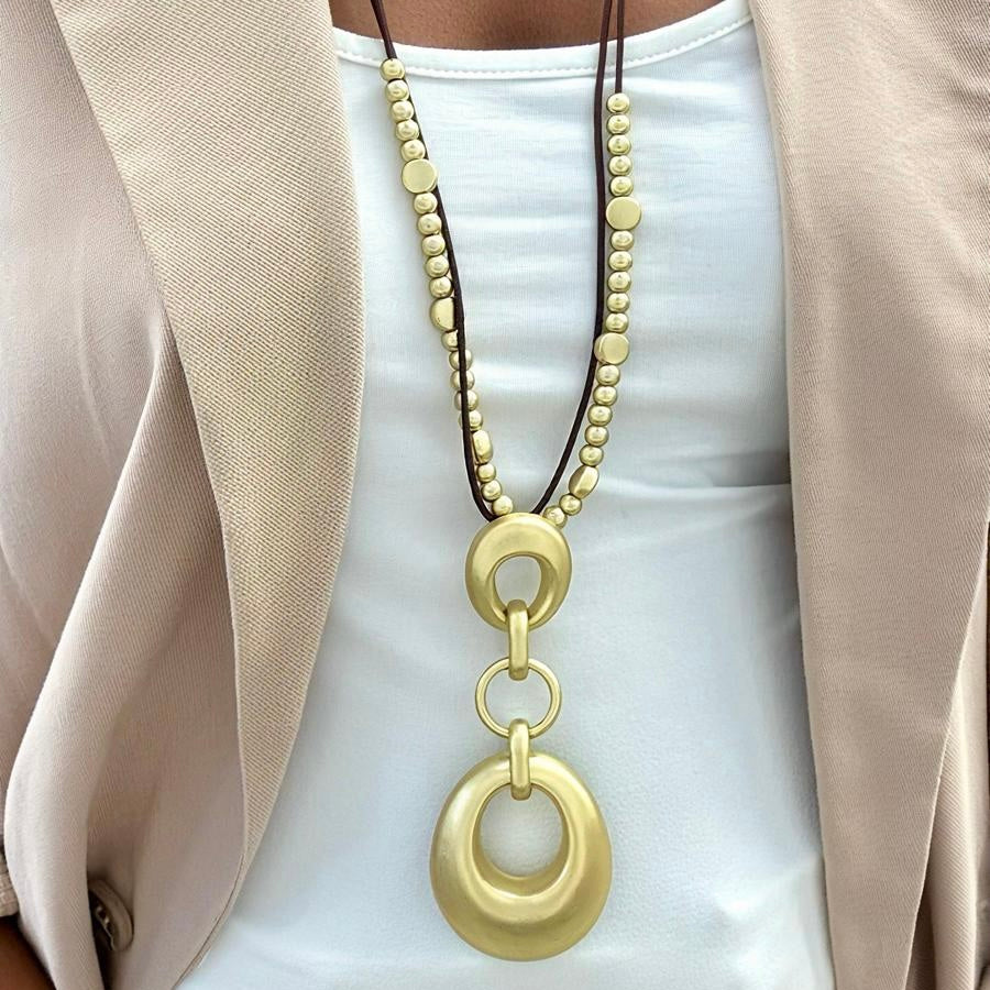 Ovals Long Gold Necklace