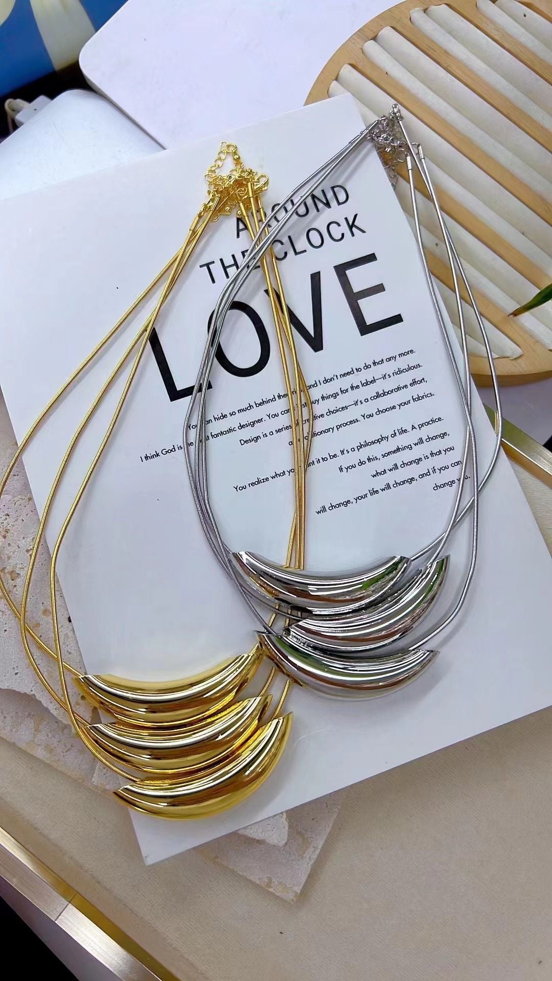 Bold Curve Silver Necklace