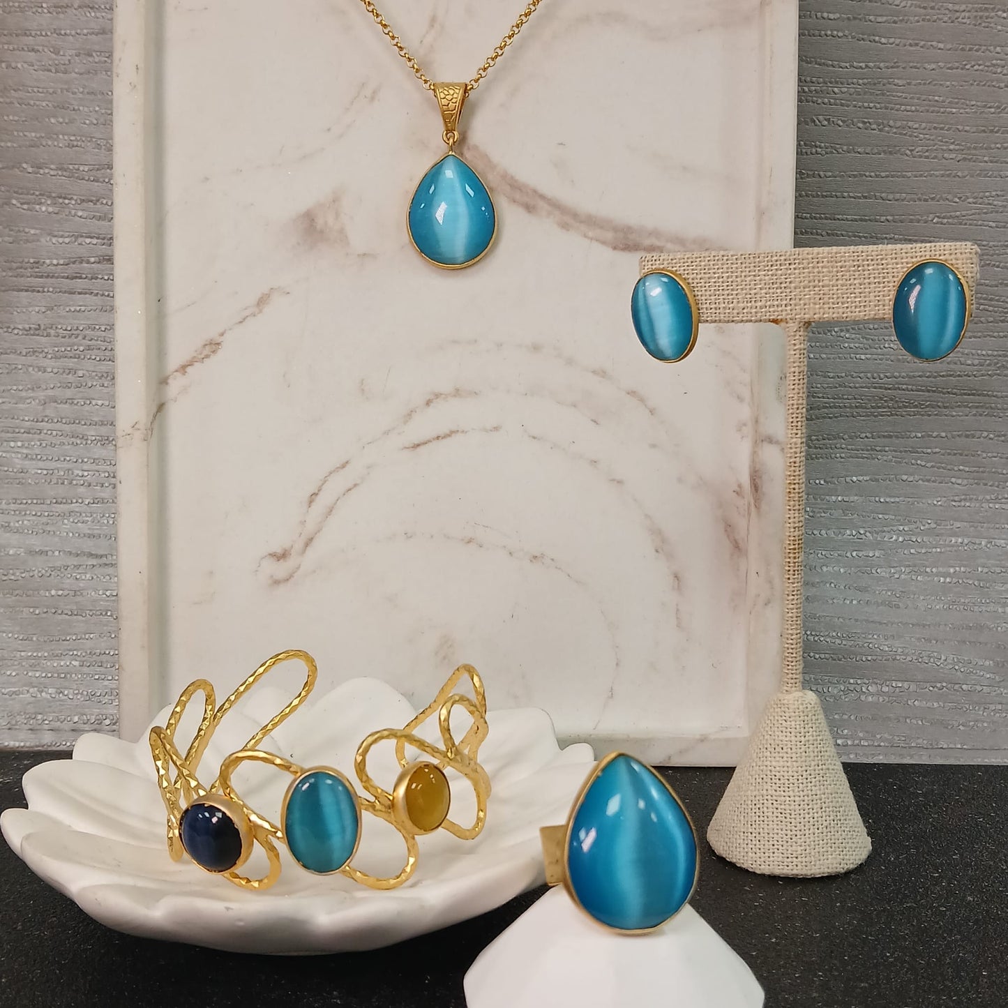 Blue Cat Eye 4pcs set