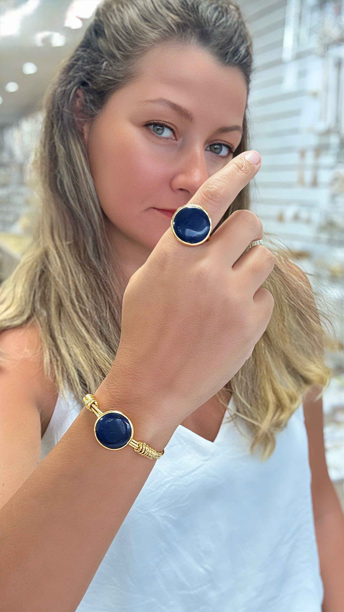 Navy Blue Cat Eye 2pcs set