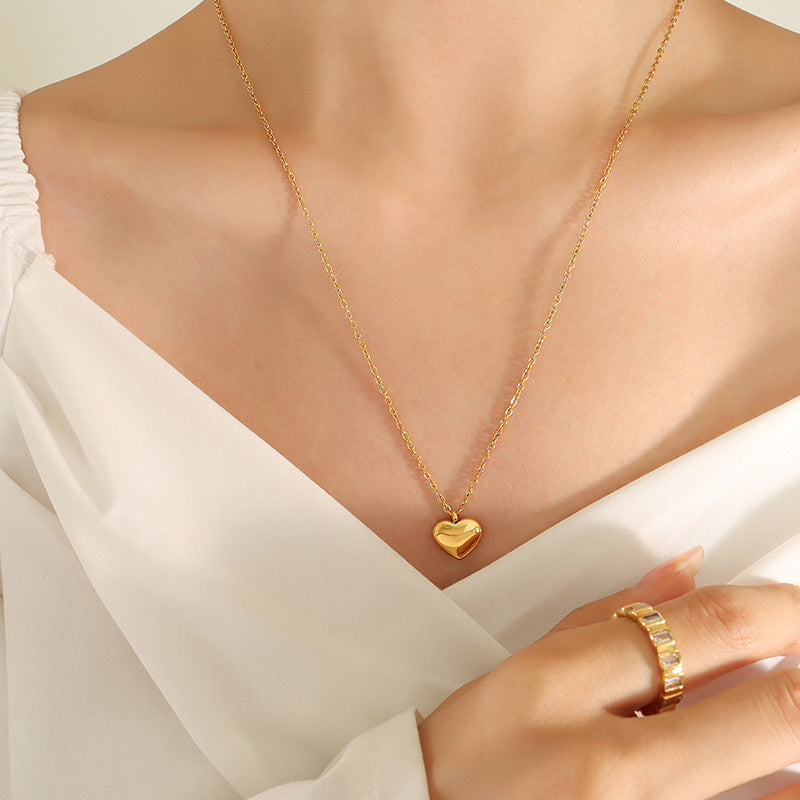 Basic Chain Bold Heart Gold Necklace
