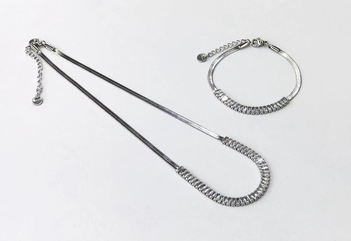 Half Crystal Silver Bracelet