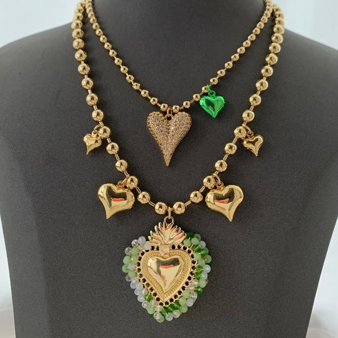 Green Tone Heart Necklace