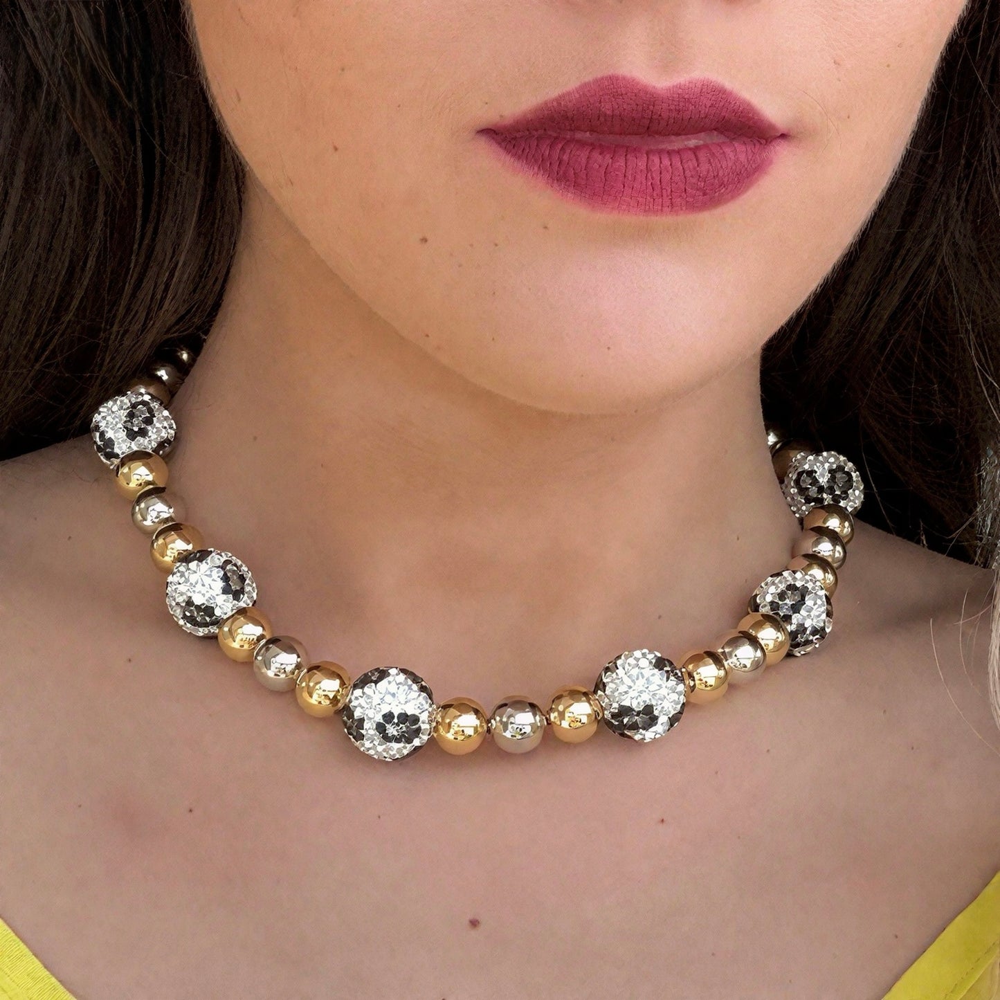 White Beads Animal Print Necklace