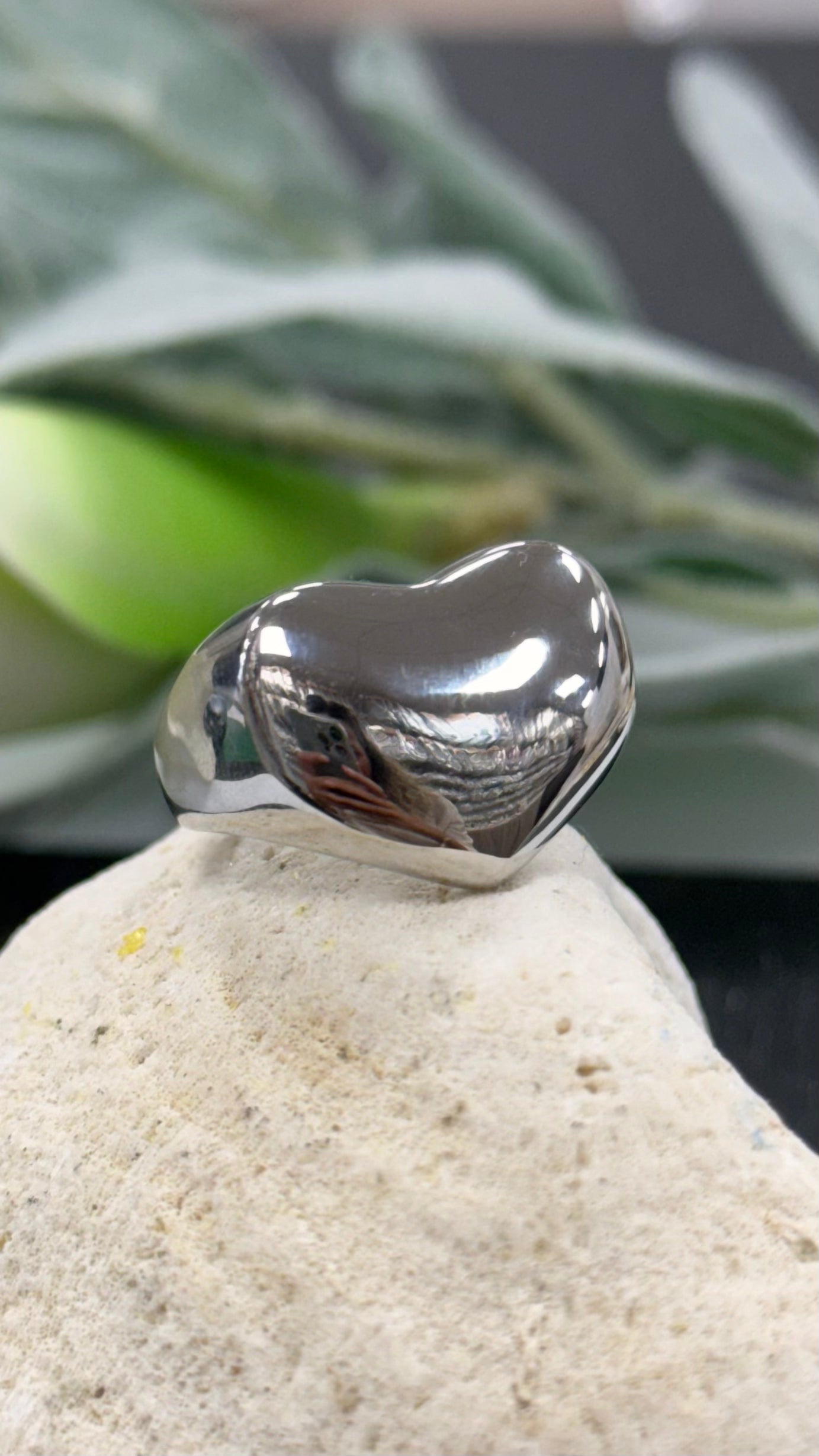 Bold Mid Silver Heart Ring