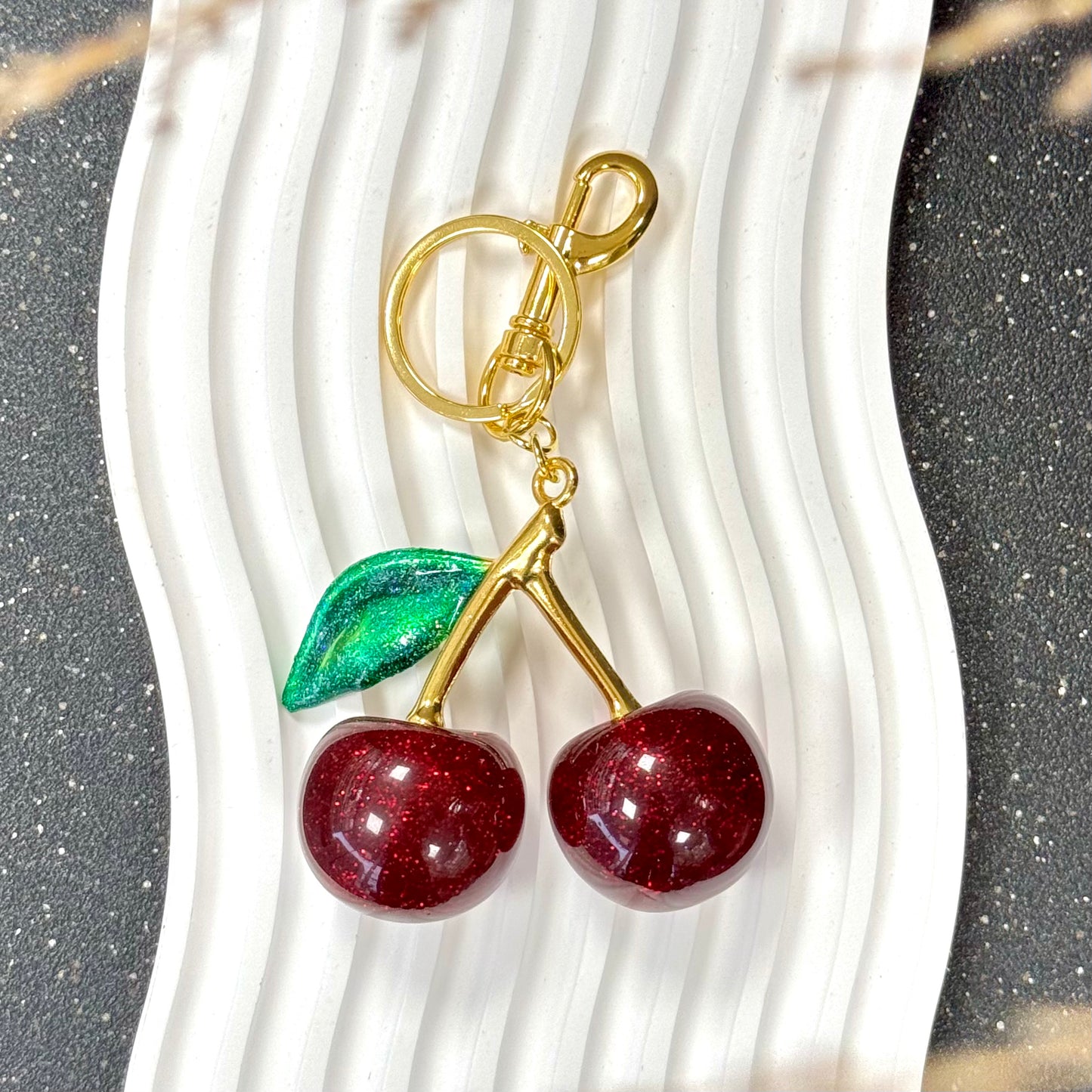 Burgundy Cherry Keychain