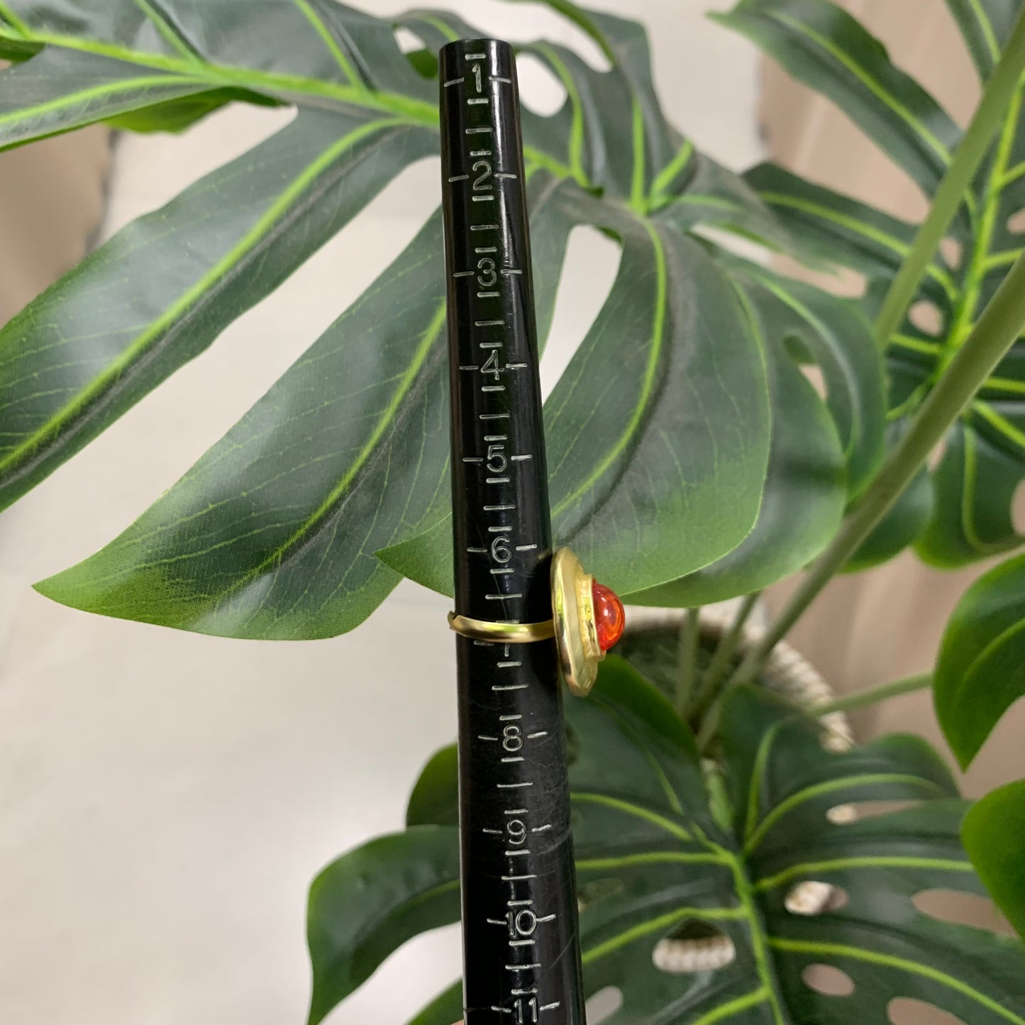 Circular Red Stone Gold Ring