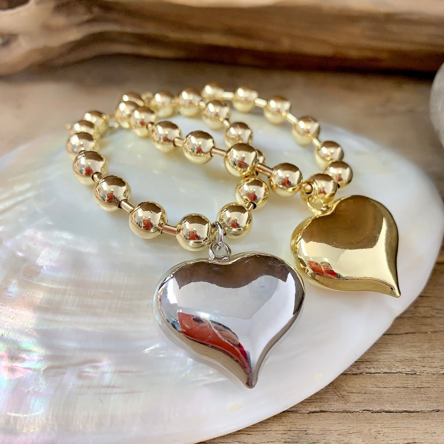 Globe Gold With Bold Heart Bracelet