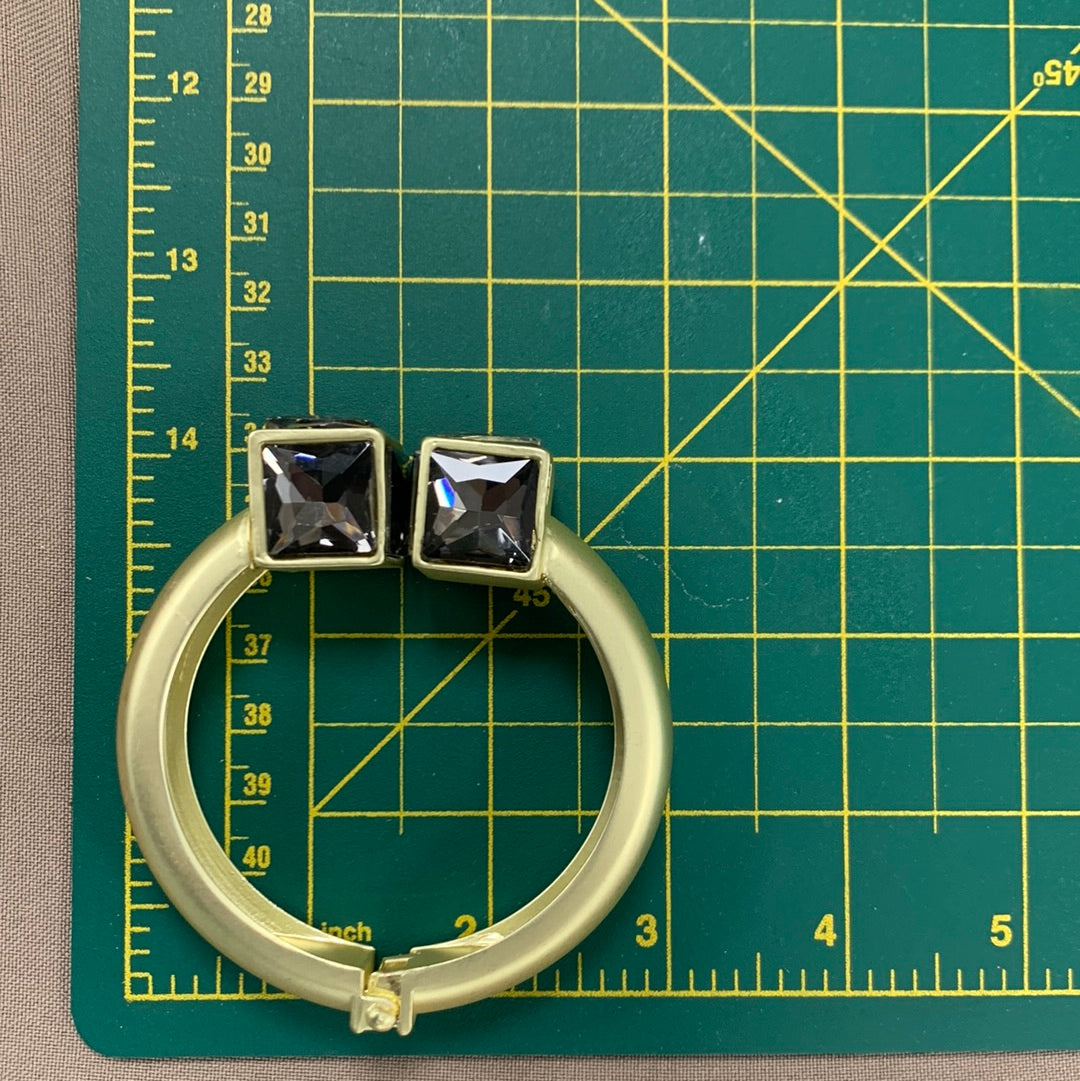 Gold Cuff With 2 Squares Gray