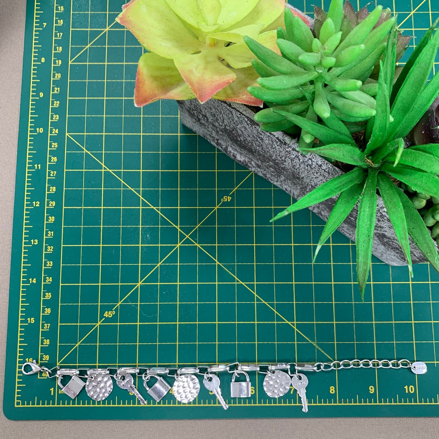 Paperclip Chain With Charms Silver Bracelet