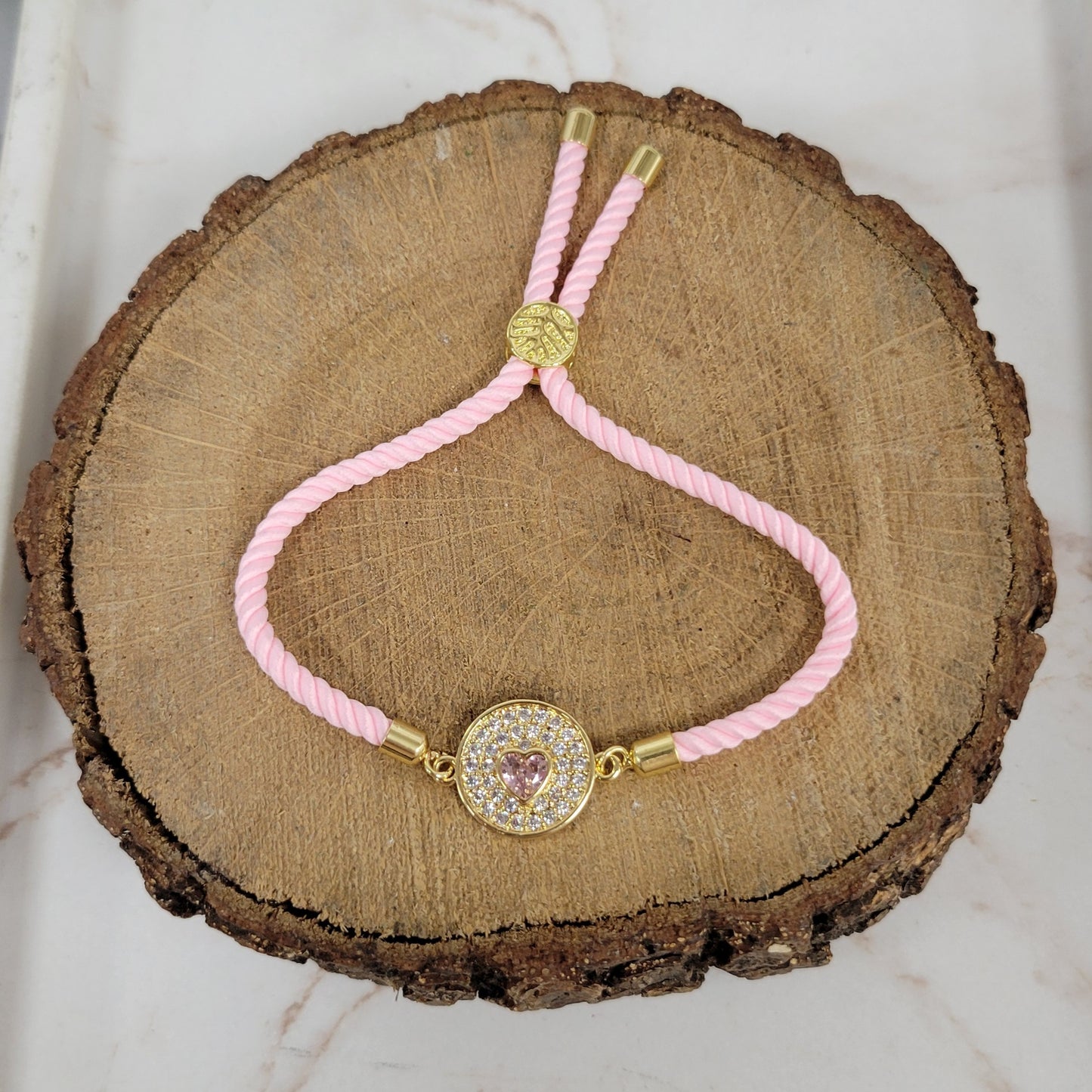 Pink Bracelet With Quartz Heart