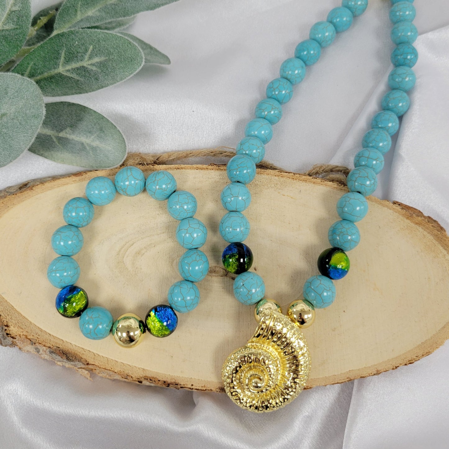 Turquoise Caracol 2Pcs Set