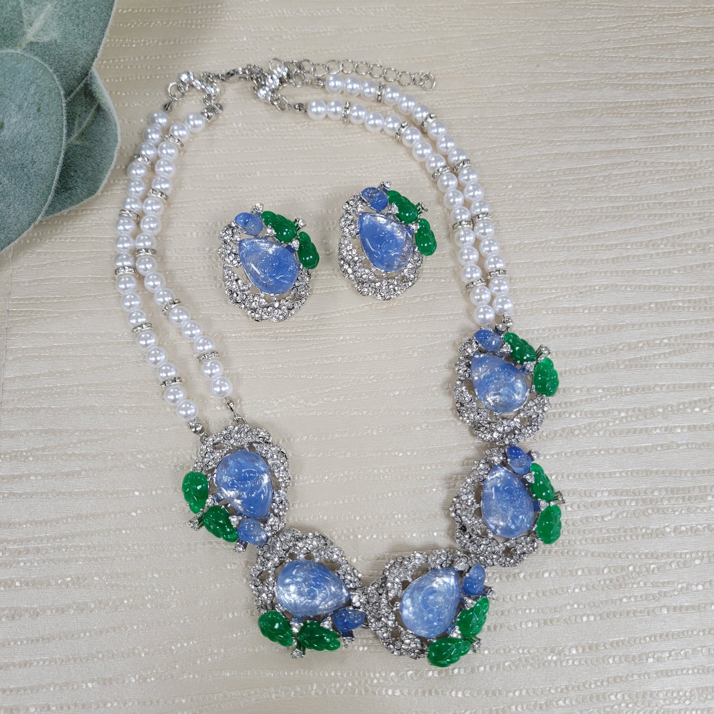 Pearls, Green and Blue 2pcs Set