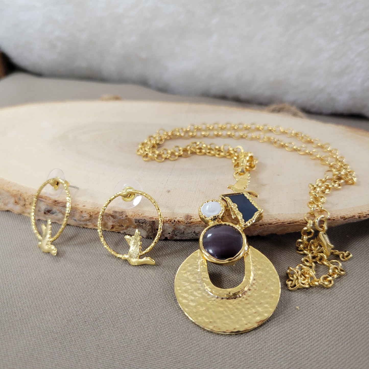 Dark Purple And Pearl 2pcs set