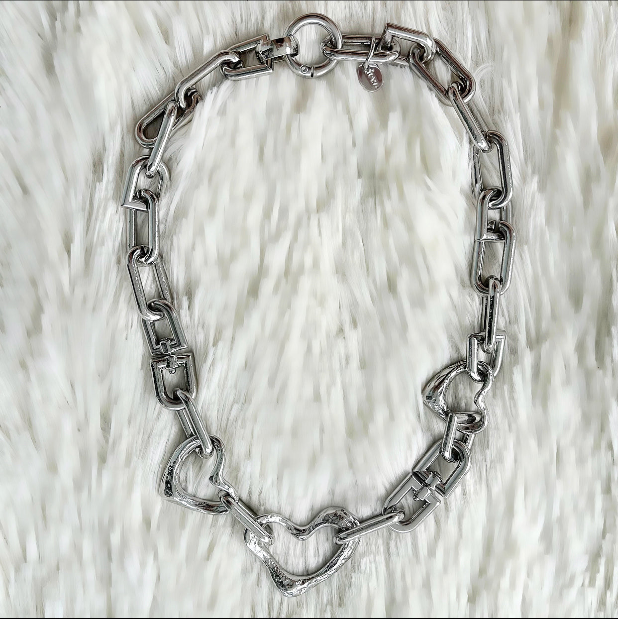 Heart Buckle Silver Necklace