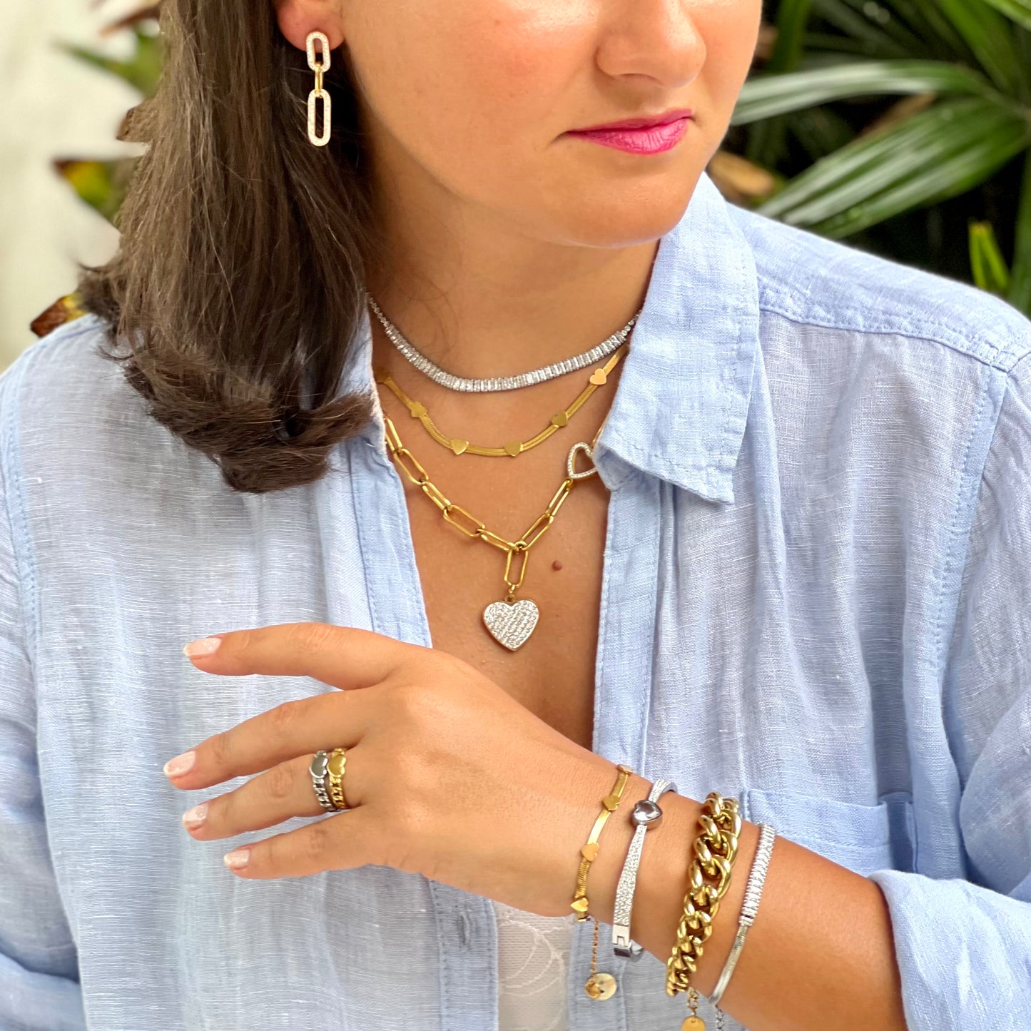 Multi Heart Gold Necklace