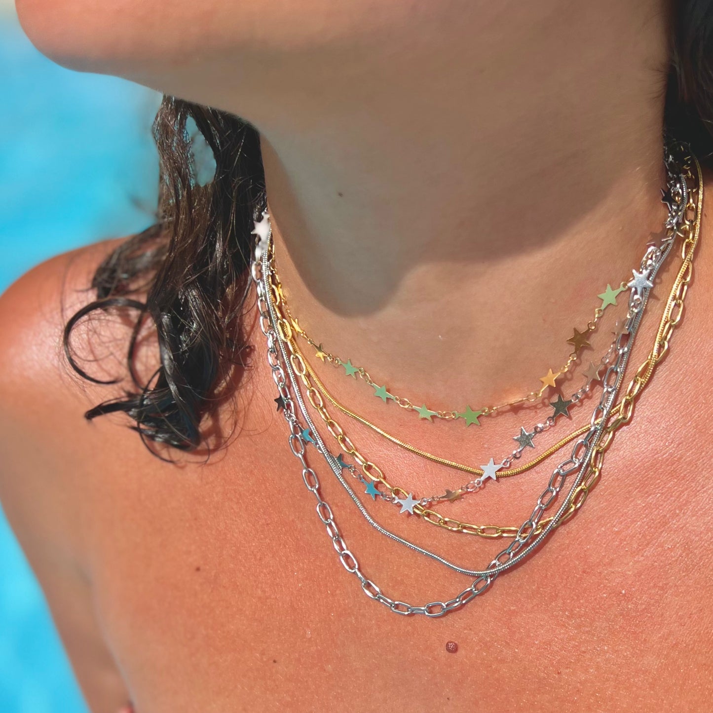 Star Layer Silver Necklace