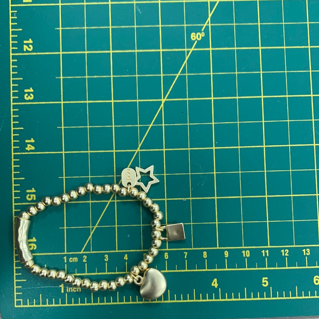 Stretch Mix Pendants Gold Bracelet