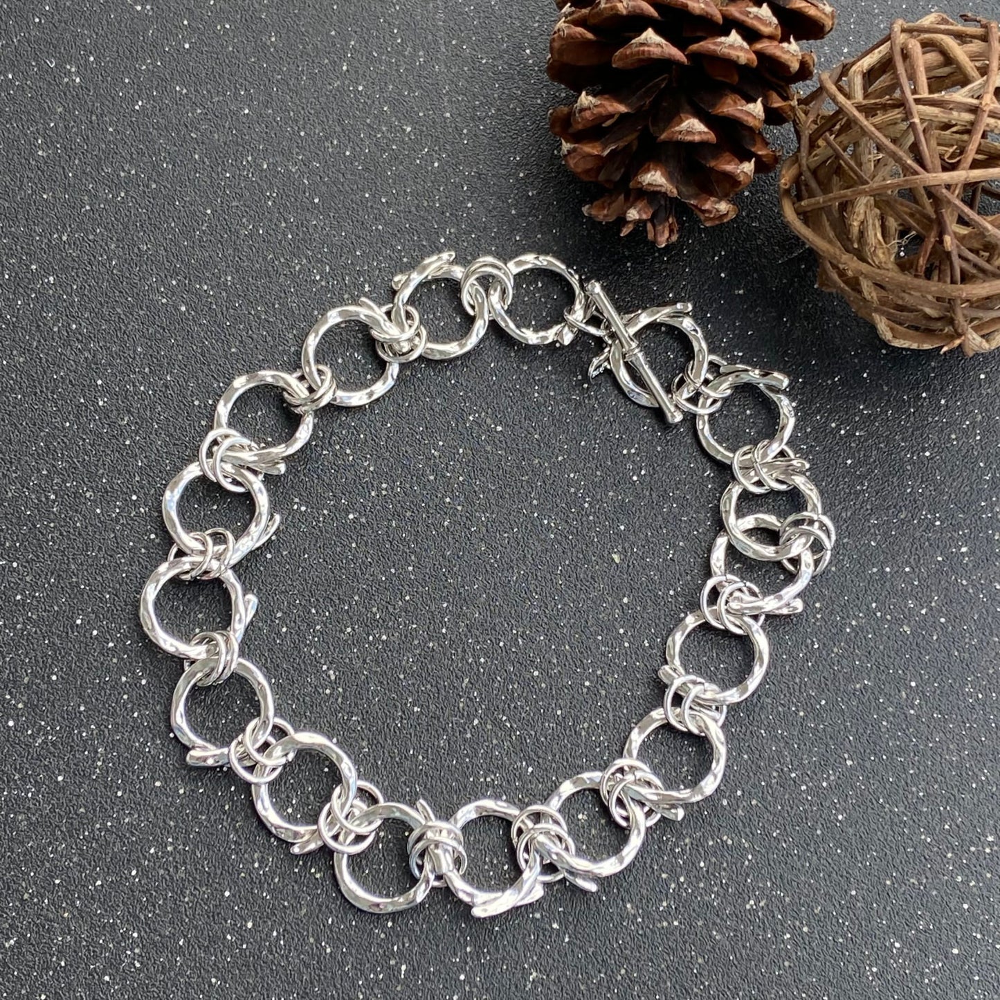 Small Circles Silver Necklace