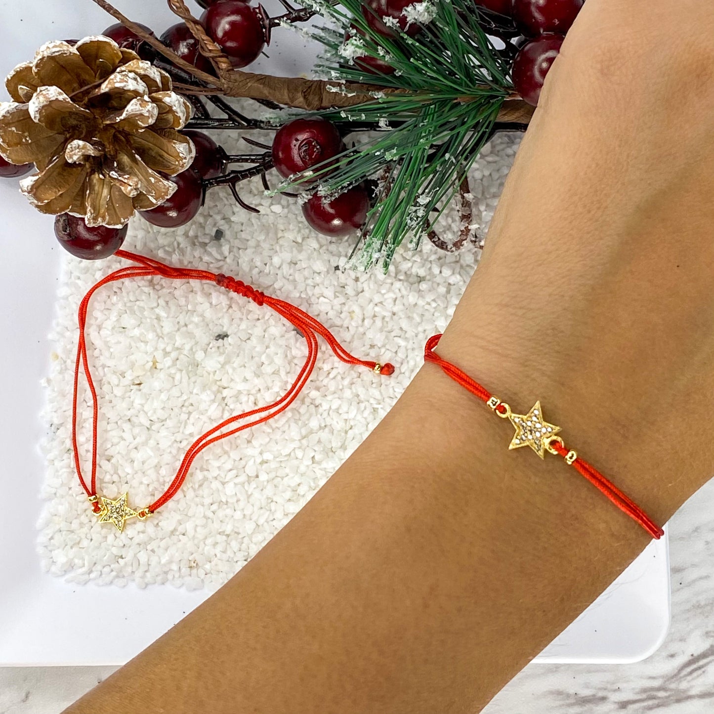 Star Zirconia Red Rope Bracalet