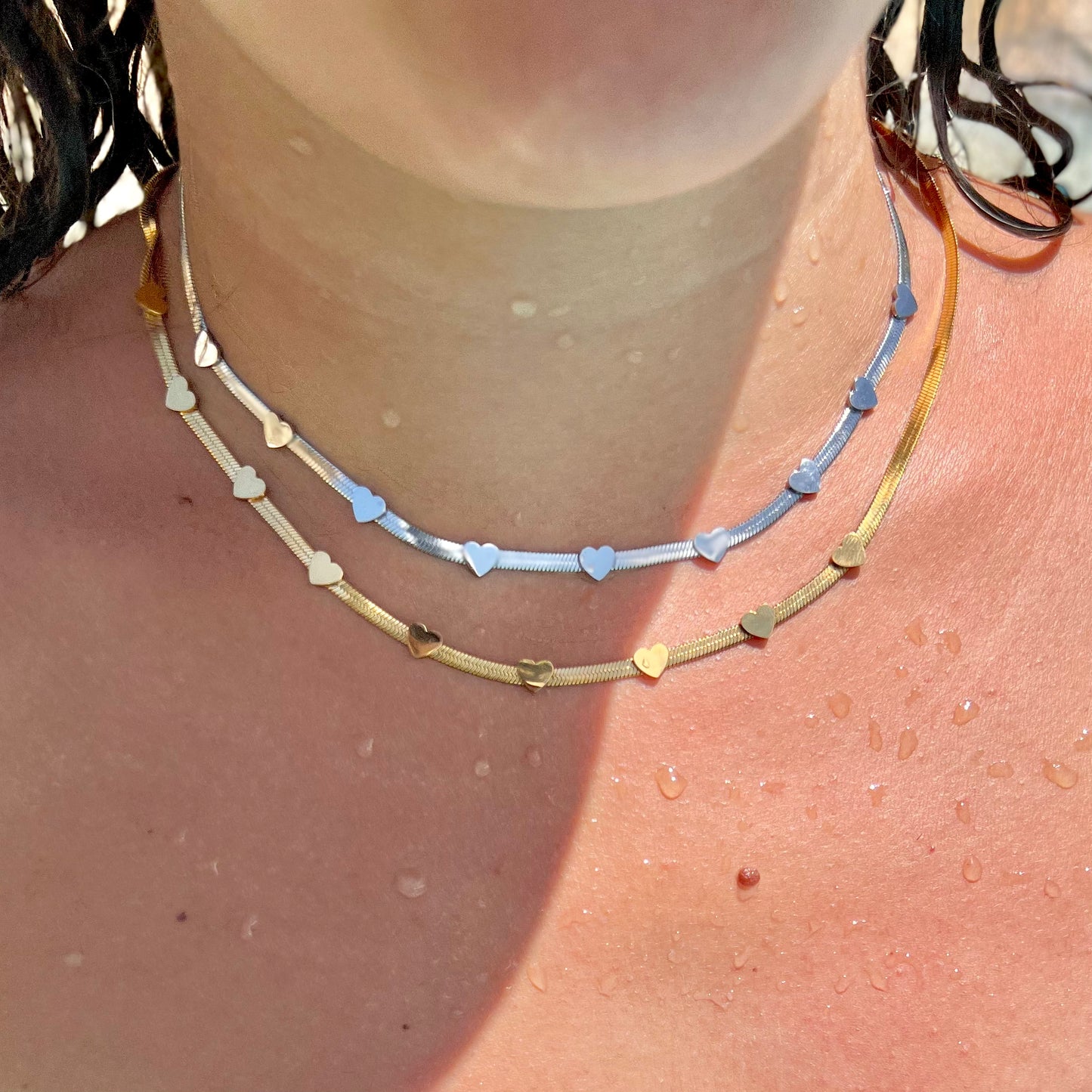 Multi Heart Silver Necklace