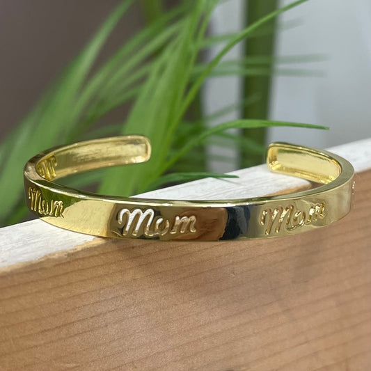 Mom Gold Cuff Bracelet