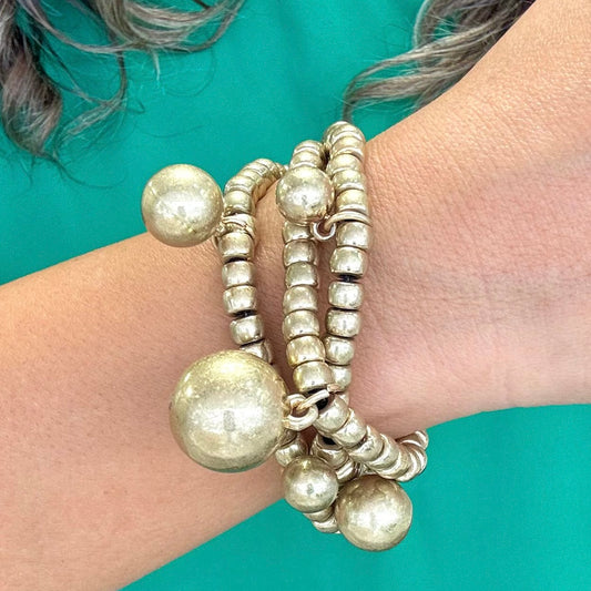 Three Layers With Balls Gold Bracelet