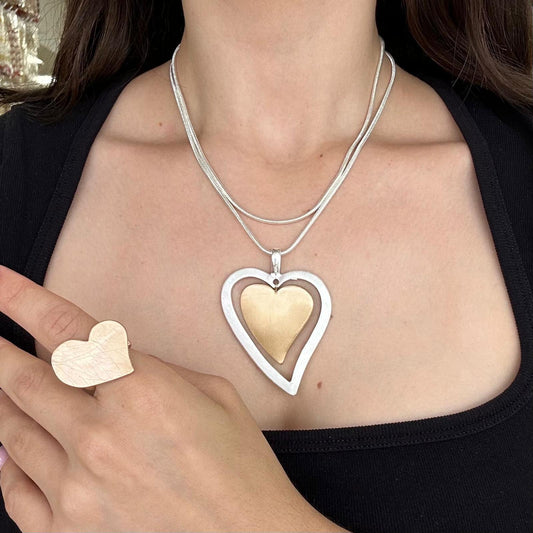 Two Tone Heart Necklace