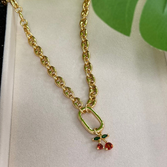 Chain Necklace With Cherry Pendant