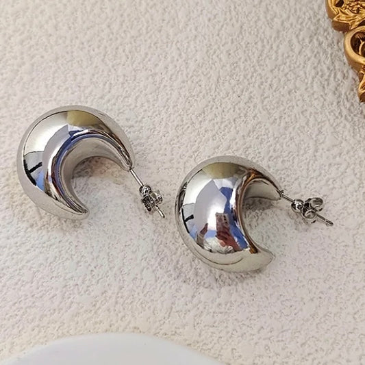 Thicker Half Moon Silver Earring