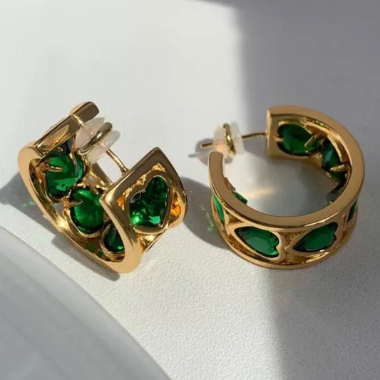 Heart Green Quartz Earring